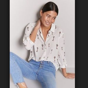 Ivory Key Print Blouse NWT